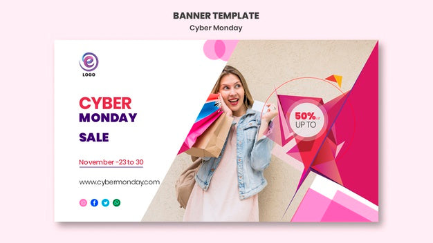 Free Realistic Cyber Monday Banner Template Psd