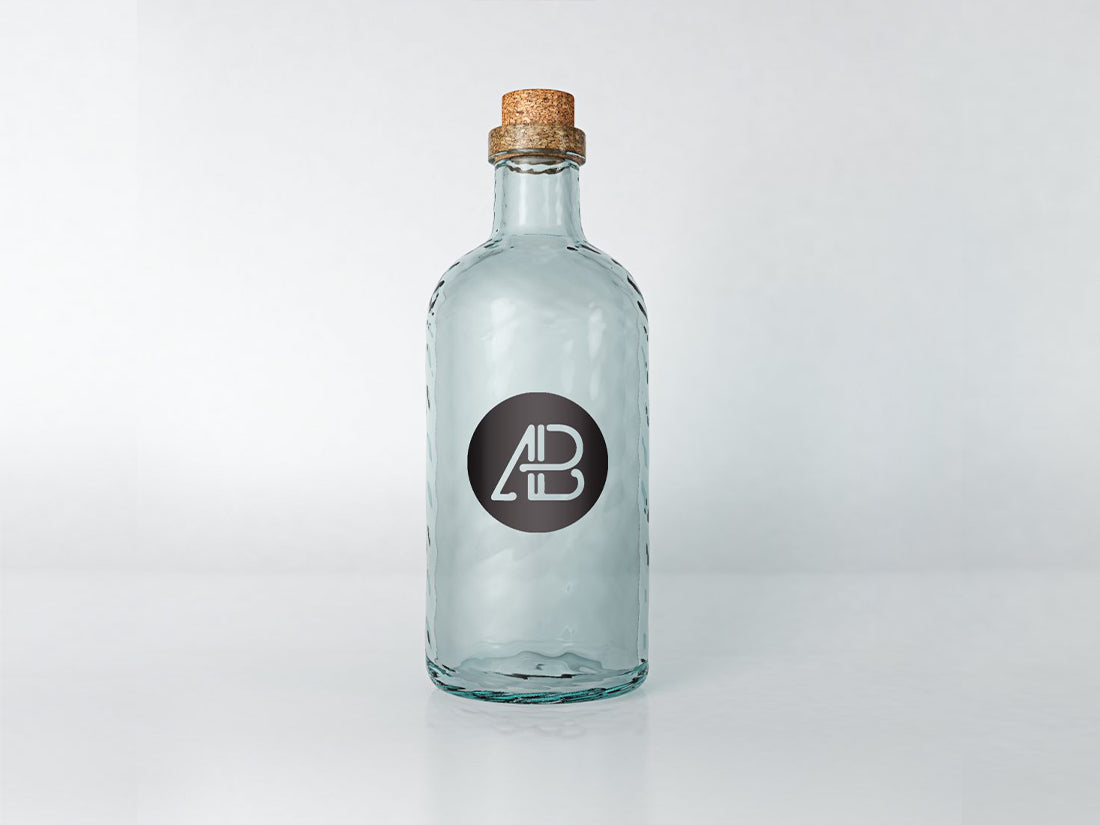 Free Realistic Glass Bottle Mockup
