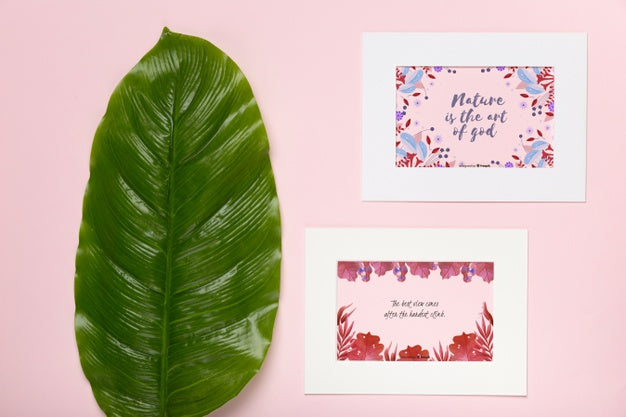 Free Realistic Leaf With Two Paper Shape With Message Psd