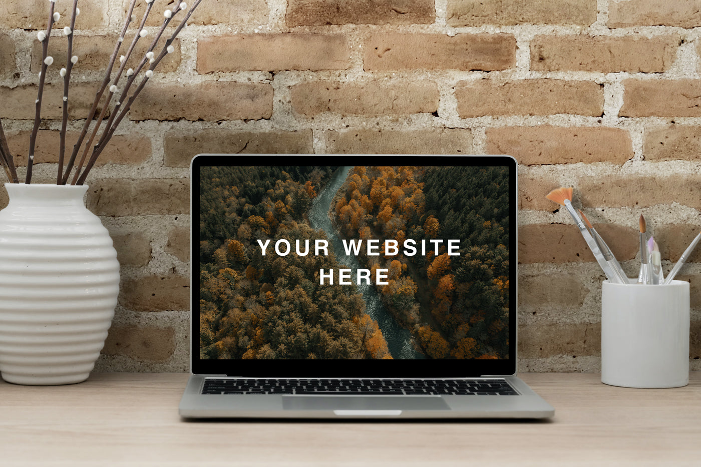 Free Realistic Macbook Workspace Mockup