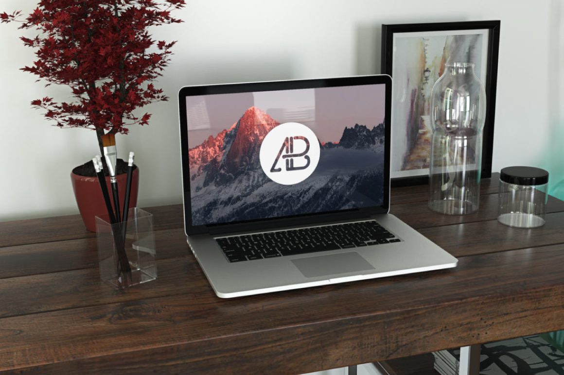 Free Realistic Retina Macbook Pro Mockup Vol.3