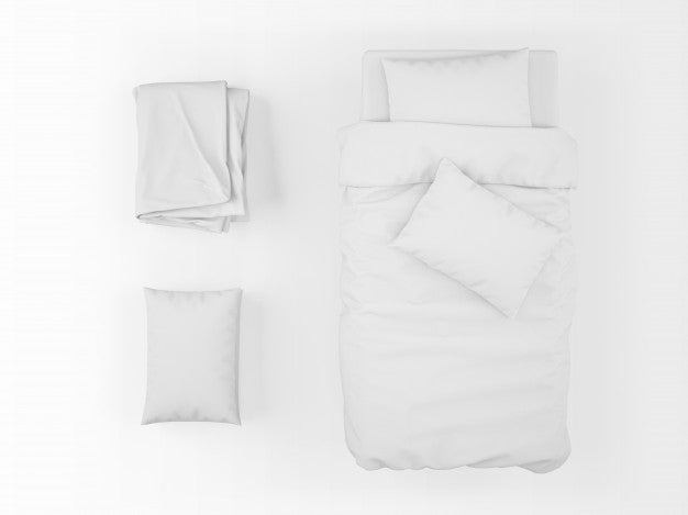 Free Realistic Single Bed, Duvet And Pillow Mockup On Top View Psd