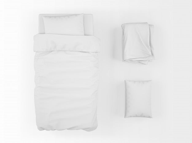 Free Realistic Single Bed, Duvet And Pillow Mockup On Top View Psd