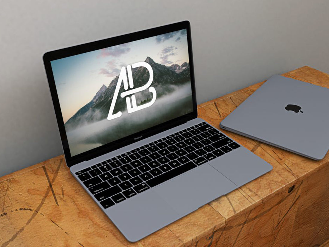 Free Realistic Space Grey Macbook Mockup