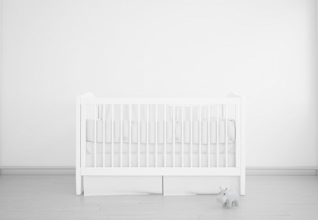 Free Realistic White Baby Bedroom With A Cradle Psd