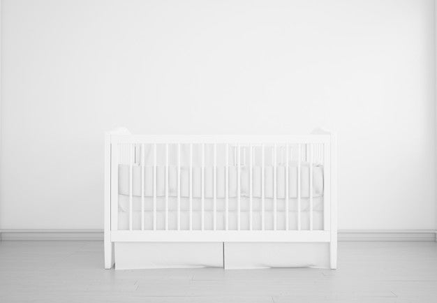 Free Realistic White Baby Bedroom With A Cradle Psd