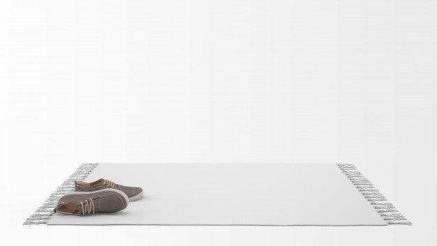 Free Realistic White Carpet With A Pair Of Shoes Psd