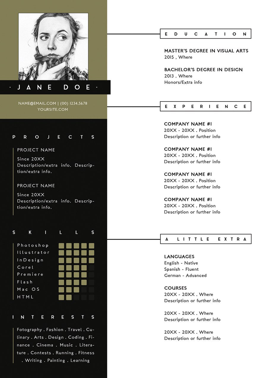 Free Professional and Creative Resume Template in Photoshop (PSD) Format