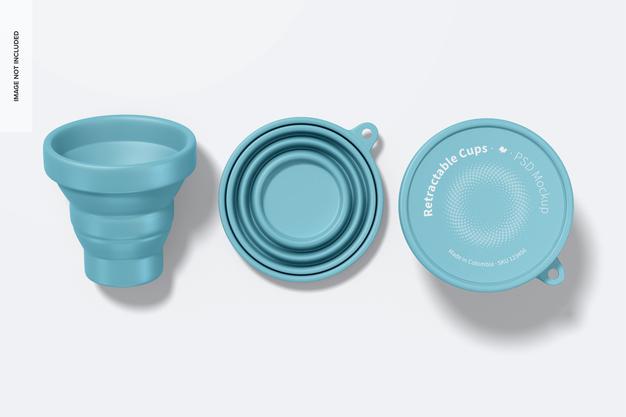 Free Retractable Cup Mockup, Top View Psd