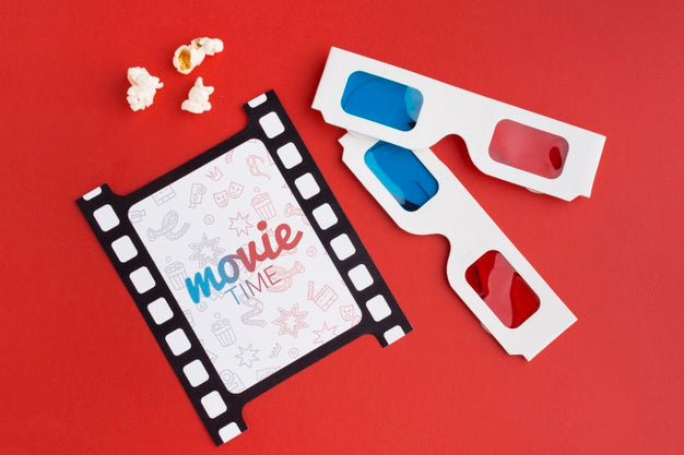 Free Retro Film Strip And 3D Glasses Psd