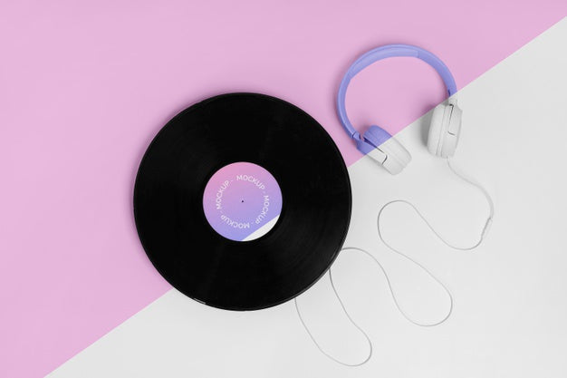 Free Retro Mock-Up Vinyl Disk Abstract Packaging Psd
