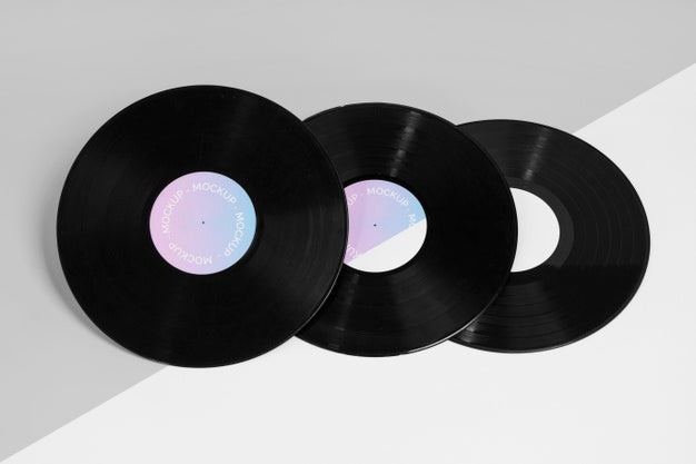 Free Retro Mock-Up Vinyl Disk Abstract Packaging Psd