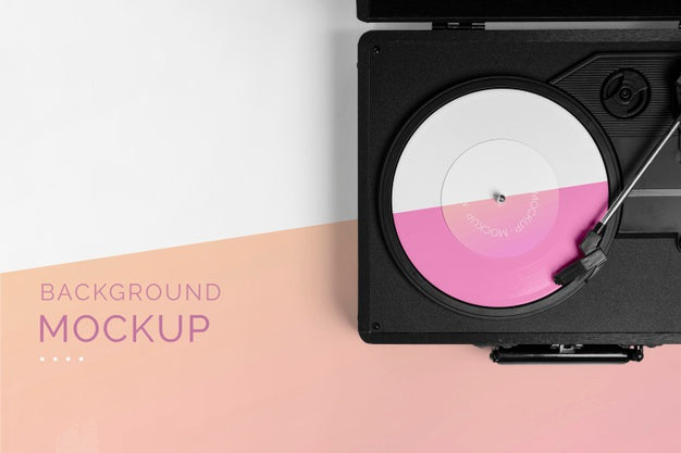 Free Retro Mock-Up Vinyl Disk Abstract Packaging Psd
