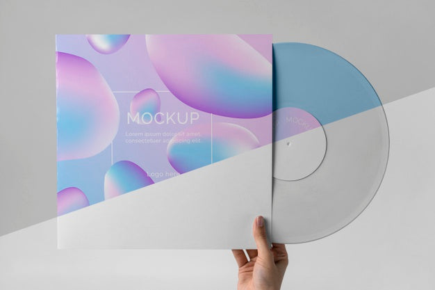 Free Retro Mock-Up Vinyl Disk Abstract Packaging Psd