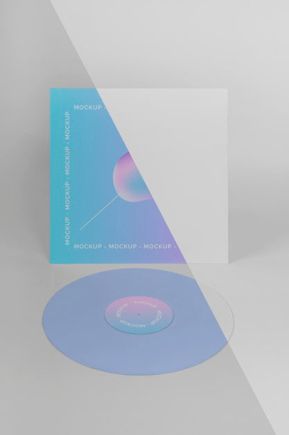 Free Retro Vinyl Disk With Abstract Packaging Mock-Up Psd