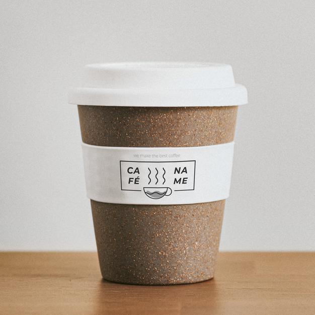 Free Reusable Cork Coffee Cup Mockup Psd
