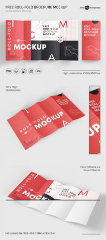 Free Roll Fold Brochure Mockup