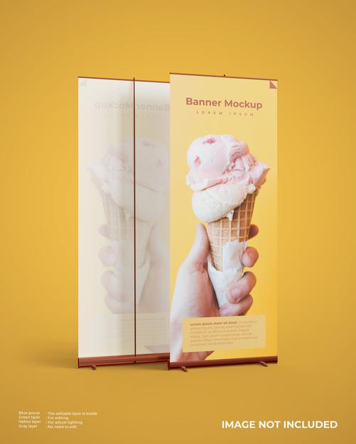 Free Roll Up Banner Mockup Look Front View Psd