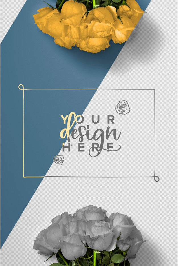 Free Roses Bouquet Background Mockup Psd