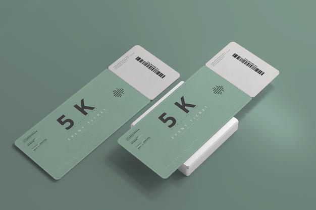 Free Round Corner Ticket Mockup Psd