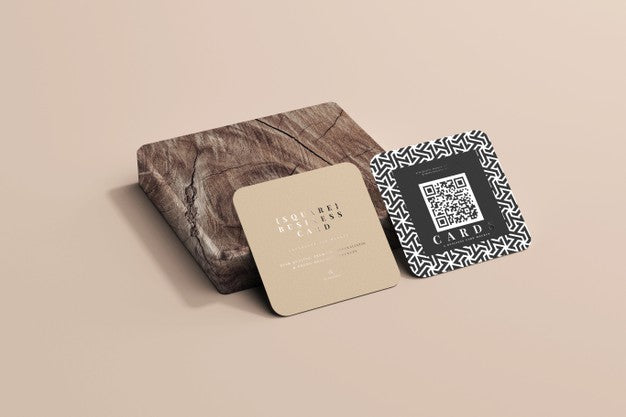 Free Rounded Corner Square Business Cards Mockup Psd