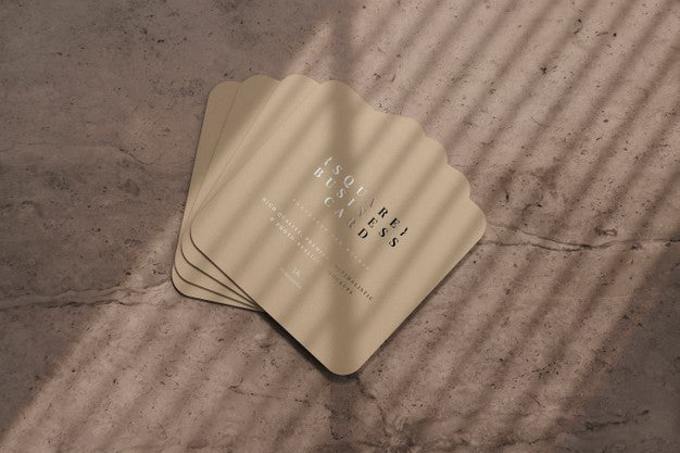 Free Rounded Corner Square Business Cards Mockup Psd