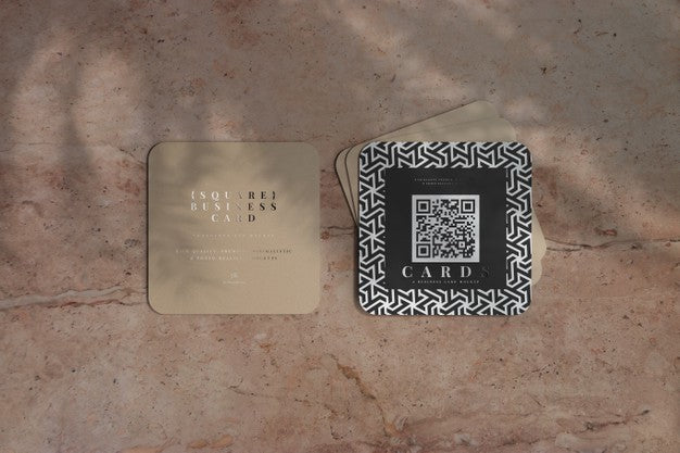 Free Rounded Corner Square Business Cards Mockup Psd