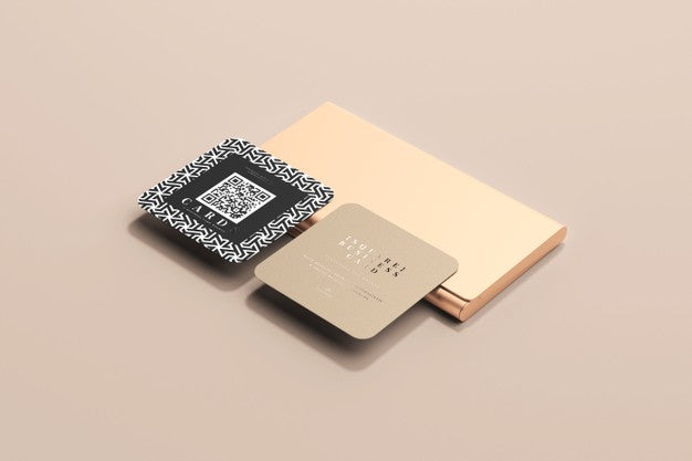 Free Rounded Corner Square Business Cards Mockup Psd