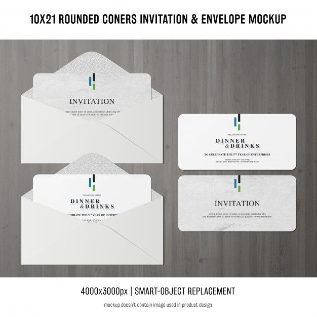 Free Rounded Corners Invitation And Envelope Mockup Psd