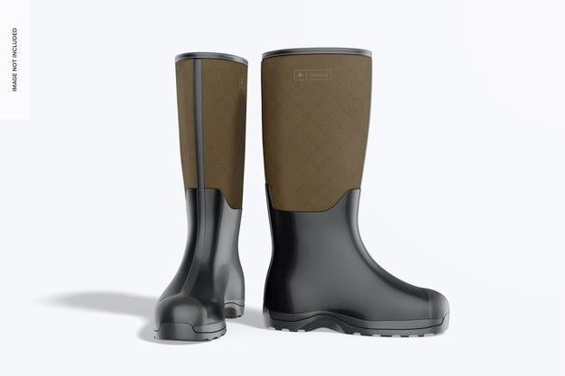 Free Rubber Boots Mockup, Front View Psd