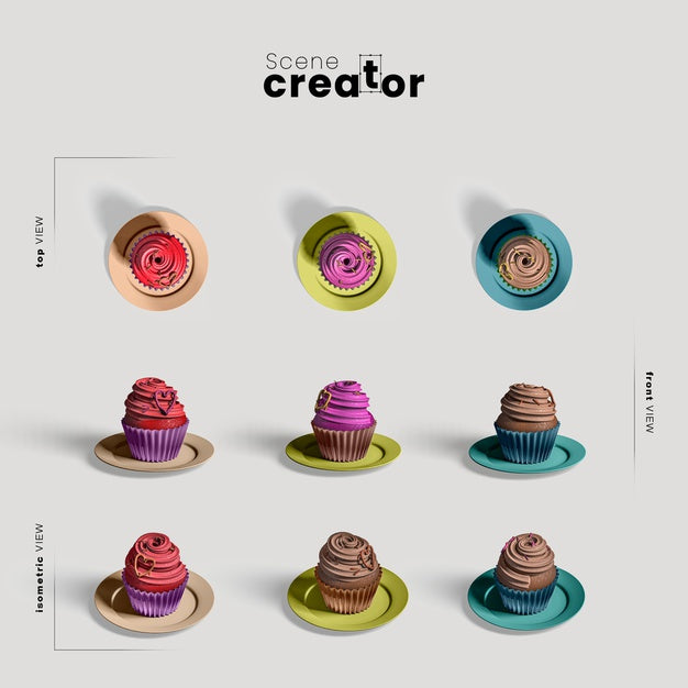Free Scene Creator With Muffin Cake Psd