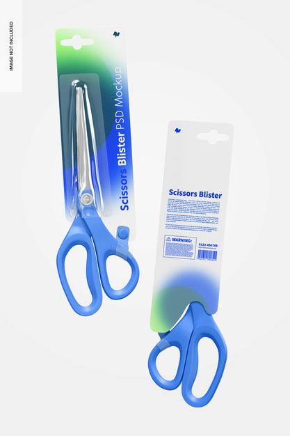 Free Scissors Blister Mockup, Floating Psd
