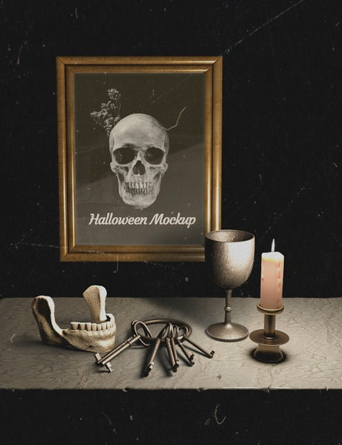 Free Set Of Keys With Human Bones On Table Psd