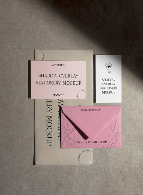 Free Shadow Overlay Stationery Mockup Psd