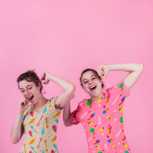 Free Shirt Mockup With Young Girls Psd