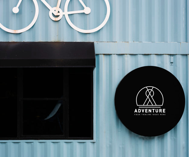 Free Shop Front Mockup With A Decorative Bicycle Motif Psd
