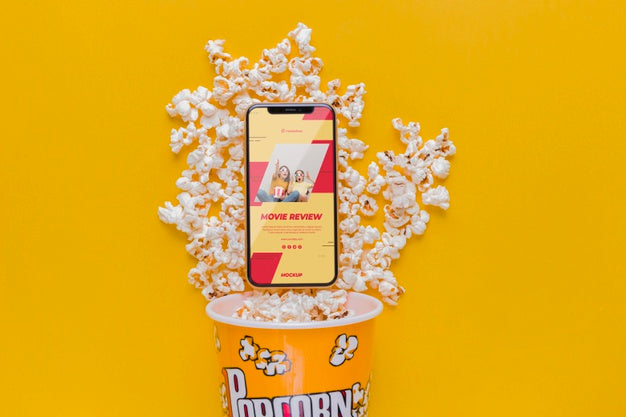 Free Smartphone On Popcorn Arrangement Psd