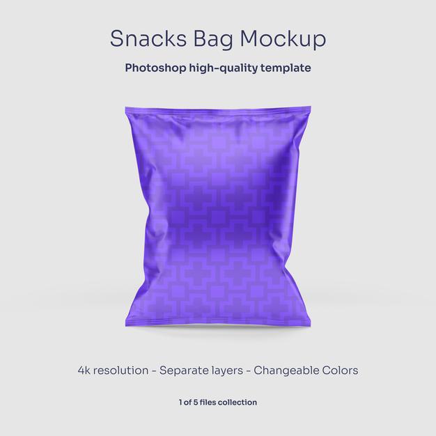 Free Snacks Bag Mockup Psd