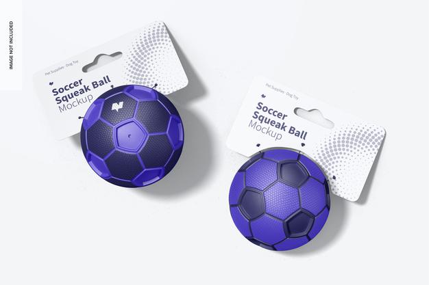 Free Soccer Squeak Balls Mockup, Top View Psd