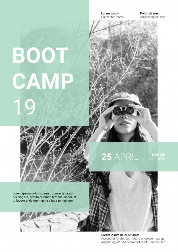 Free Social Media Post Mockup With Boot Camp Concept Psd