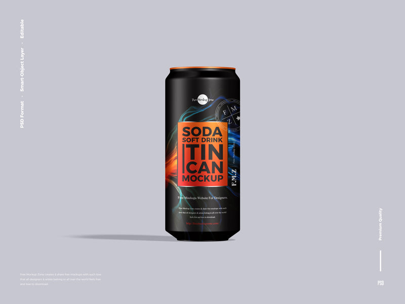 Free Soda Soft Drink Tin Can Mockup