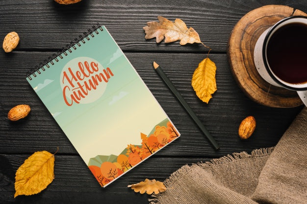 Free Spiral Notepad Mockup With Halloween Concept Psd