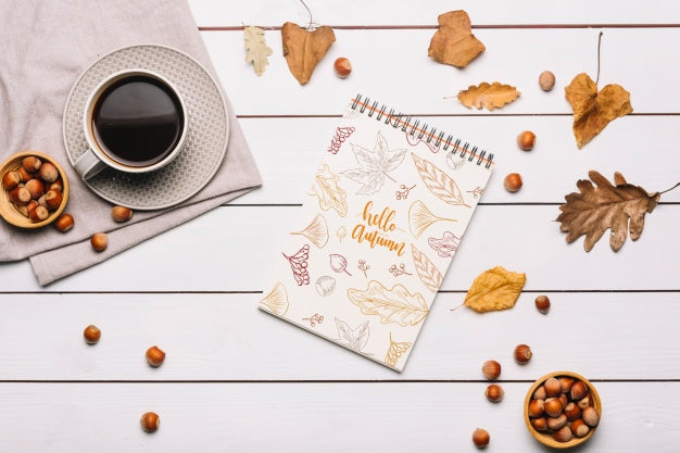 Free Spiral Notepad Mockup With Halloween Concept Psd