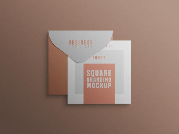 Free Square Branding Mockup With Business Card And Envelop Psd