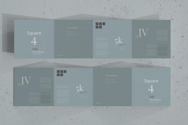 Free Square Four Fold Brochure Mockup Psd