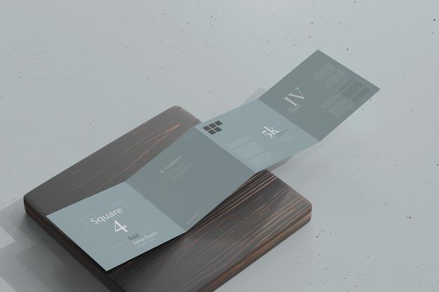 Free Square Four Fold Brochure Mockup Psd