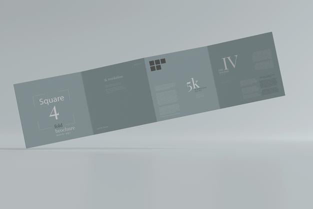 Free Square Four Fold Brochure Mockup Psd