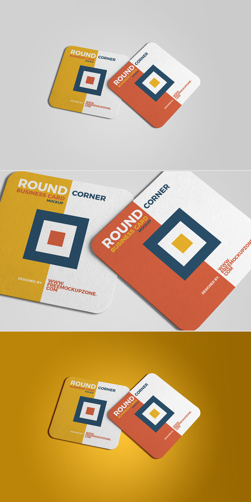 Free Square Round Corner Business Card Mockup 2018