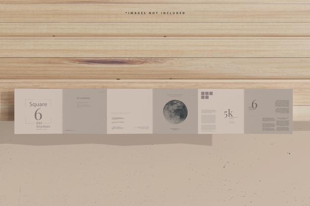 Free Square Six Fold Brochure Mockup Psd