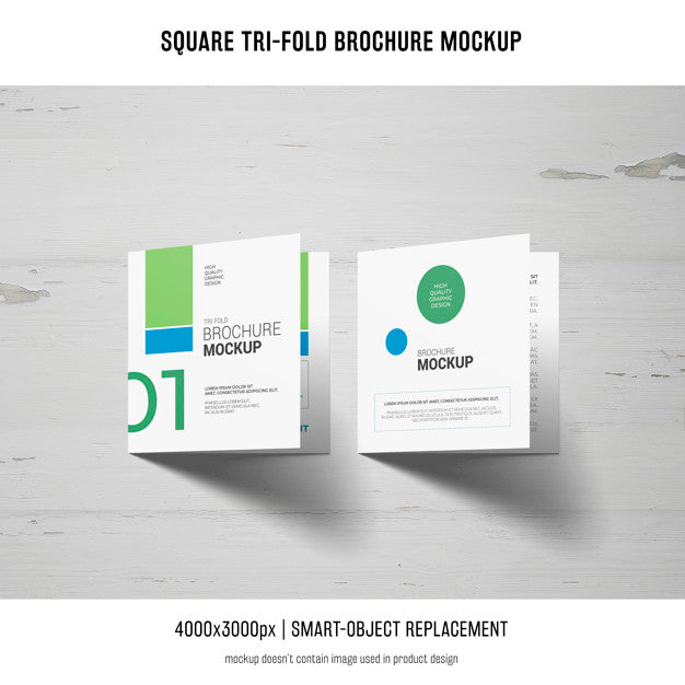 Free Square Tri-Fold Brochure Mockup Psd